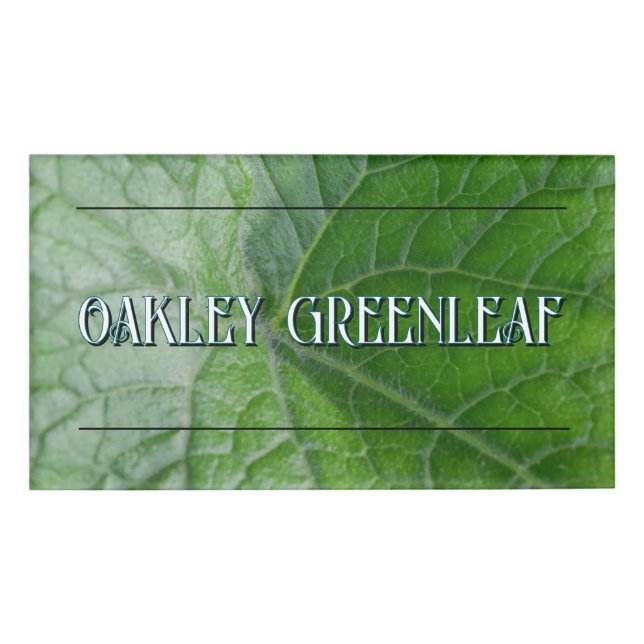 Detailansicht der Vene mit grünem Individuelle Nam Namenschild (Vorderseite)