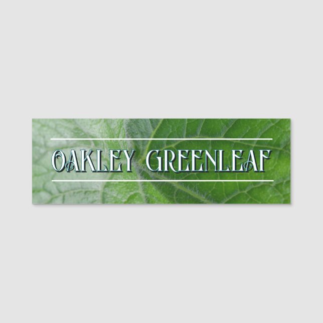 Detailansicht der Vene mit grünem Individuelle Nam Namensschild (Vorderseite)