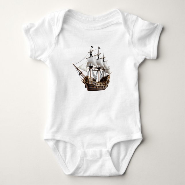 Detailed 3D Rendering of a Pirate Ship Baby Strampler (Vorderseite)