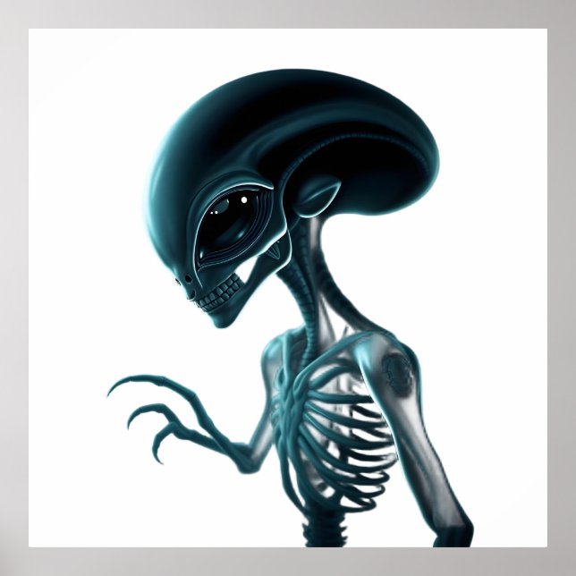 Detailed Alien with Skeletal Structure Visible Poster (Vorne)