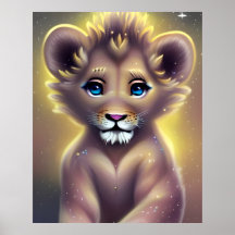 Detailed Fantasy Cute Kawaii baby lion cub