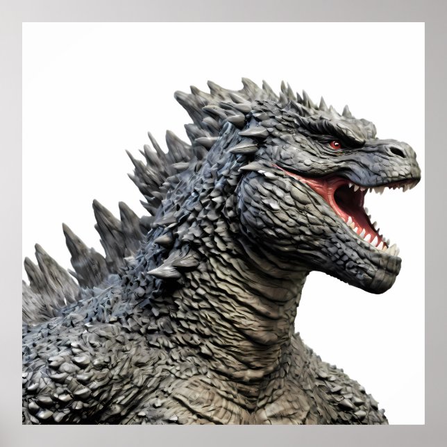 Detailed Head of Roaring Godzilla Monster Poster (Vorne)