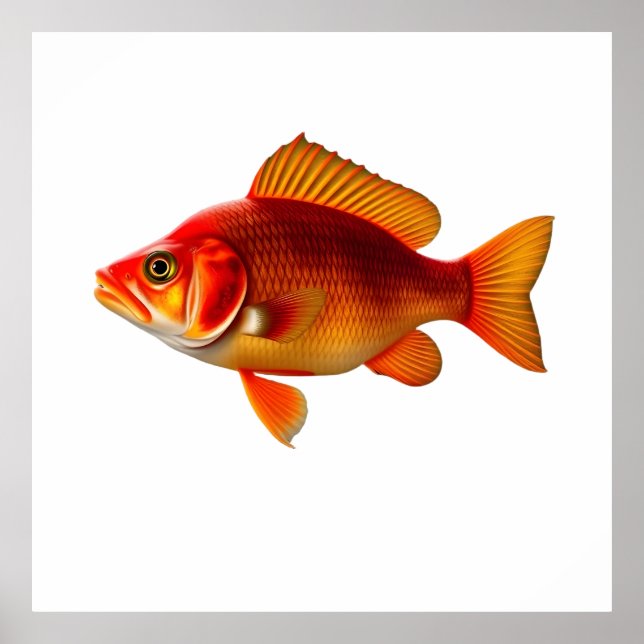 Detailed Illustration of a Red Goldfish Poster (Vorne)
