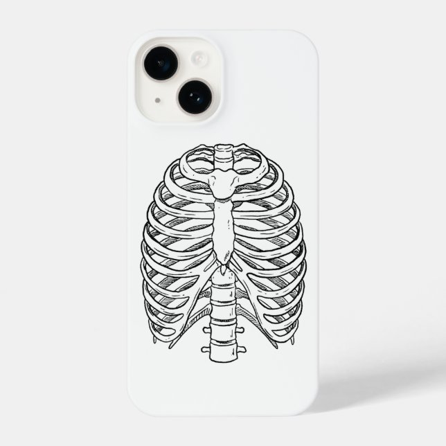Detailed Rib Cage Anatomy Line Art iPhone Hülle (Rückseite)