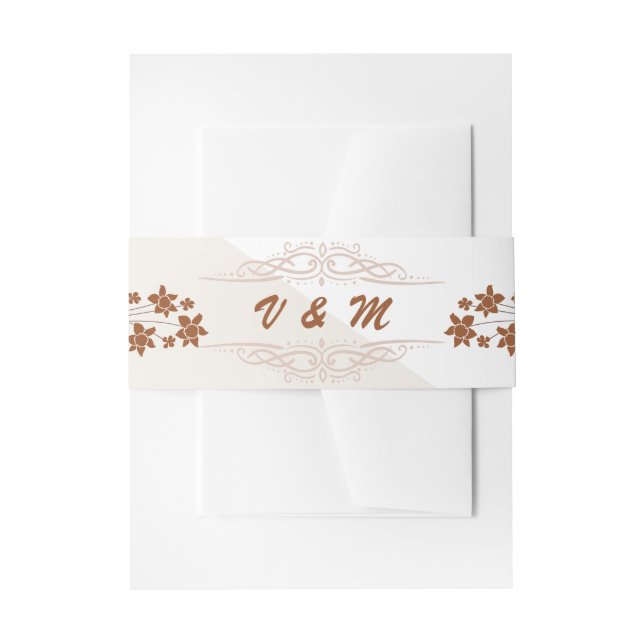 Detailkarte für blumengeschliffene Hochzeitsstimmu Einladungsbanderole (Vorderseite Beispiel)