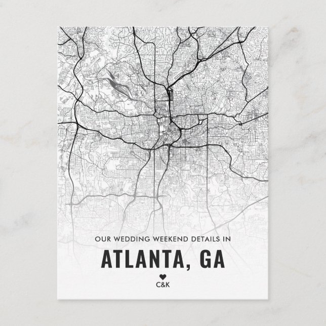 Detailkarte für das Atlanta-Hochzeitwochenende Begleitkarte (Vorderseite)