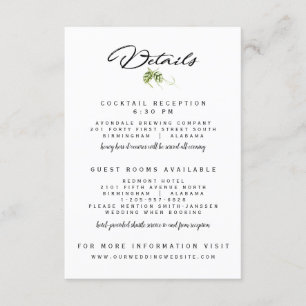 Detailkarte für den Empfang der Hopvine Wedding Einladung