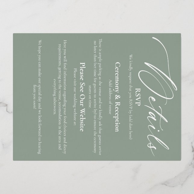 Detailkarte für Einladungspackungen Folie Einladungspostkarte (Rückseite)