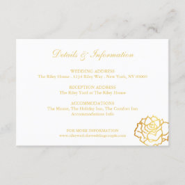 Detailkarte für goldene Rose - Weiß Begleitkarte