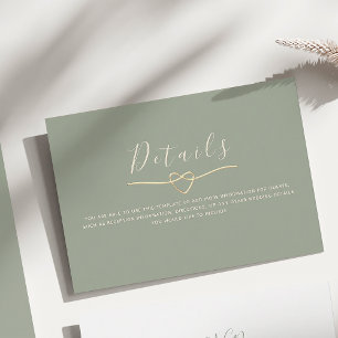 Detailkarte für grüne Hochzeiten mit Herz Begleitkarte