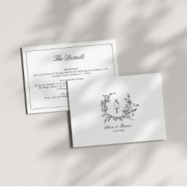 Detailkarte für Schwarz/Weiß-Wildblume Einladung