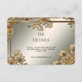 Detailkarte für Verzierte Blumen-Rahmen in Gold Begleitkarte