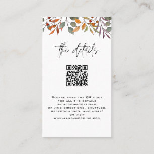 Detailkarte mit QRcode-Hochzeit im Herbst Platzkarte