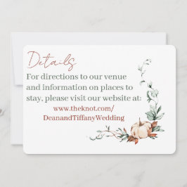 Detailkarten der romantischen Hochzeit im Herbst Save The Date