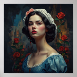 Detaillierte Abstraktionsölskizze einer Frau Poster