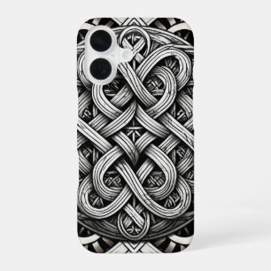 Detaillierte Angaben Knoten Schwarz-Weißer keltisc iPhone 16 Hülle