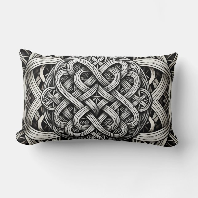 Detaillierte Angaben Knoten Schwarz-Weißer keltisc Lendenkissen (Vorderseite)