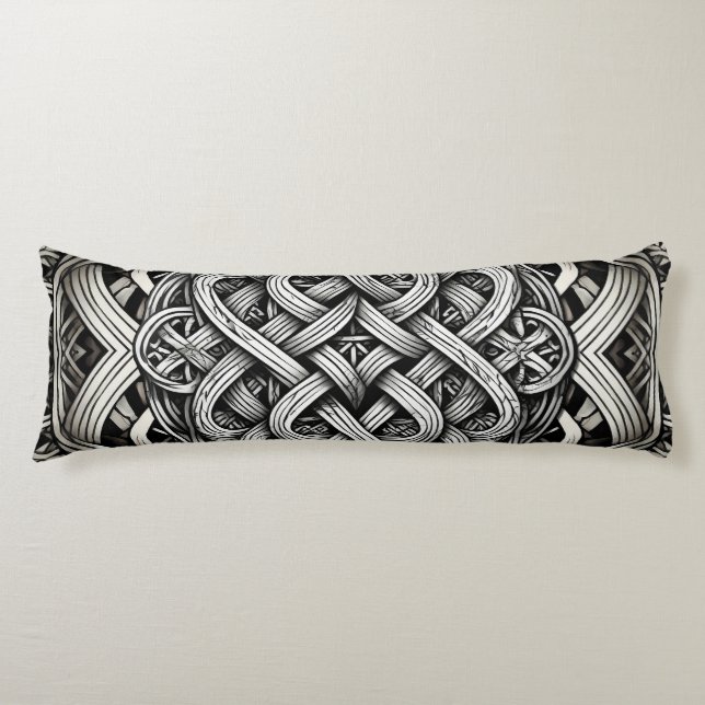 Detaillierte Angaben Knoten Schwarz-Weißer keltisc Seitenschläferkissen (Vorderseite)