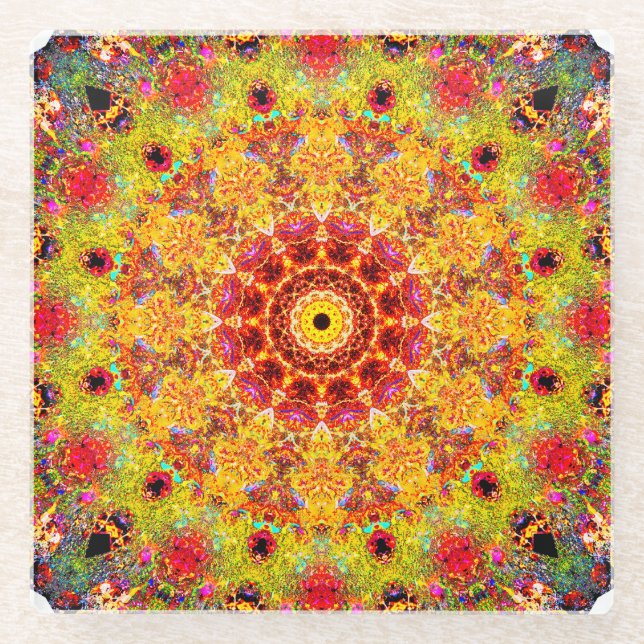 Detaillierte Angaben zu Mandala Art| Abstrakt Glasuntersetzer (Vorderseite)