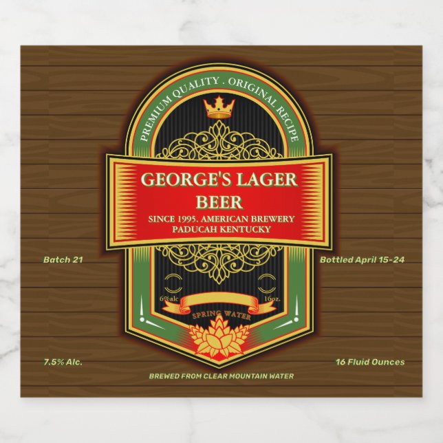 Detaillierte Anpassung der Zuhause Bierflaschenetikett (Einzelnes Label)
