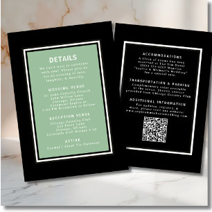 Detaillierte Beschreibung der Sage Green Black Wed Einladung