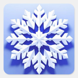 Detaillierte Blaue Schneeflocke Quadratischer Aufkleber