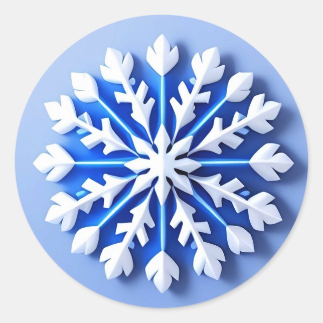 Detaillierte blaue Schneeflocke Runder Aufkleber (Vorderseite)