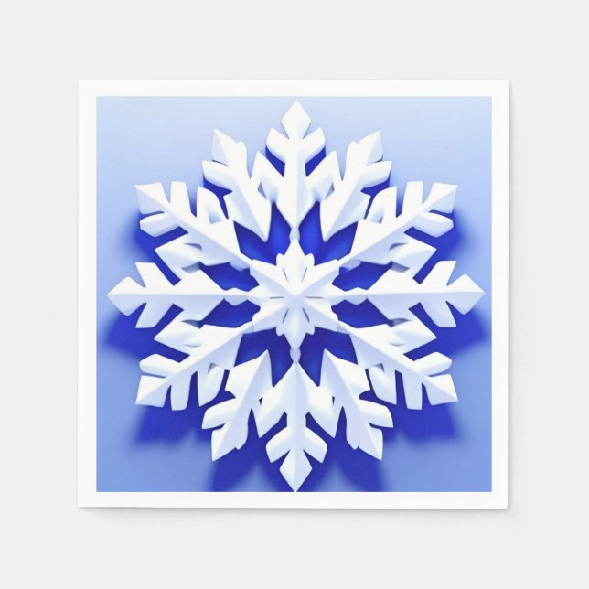 Detaillierte Blaue Schneeflocke Serviette (Vorderseite)