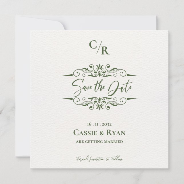 Detaillierte Entwurfsmonogramm-Hochzeit speichern  (Vorderseite)