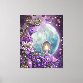 Detaillierte Fantasy Lila Moon Blume Leinwanddruck