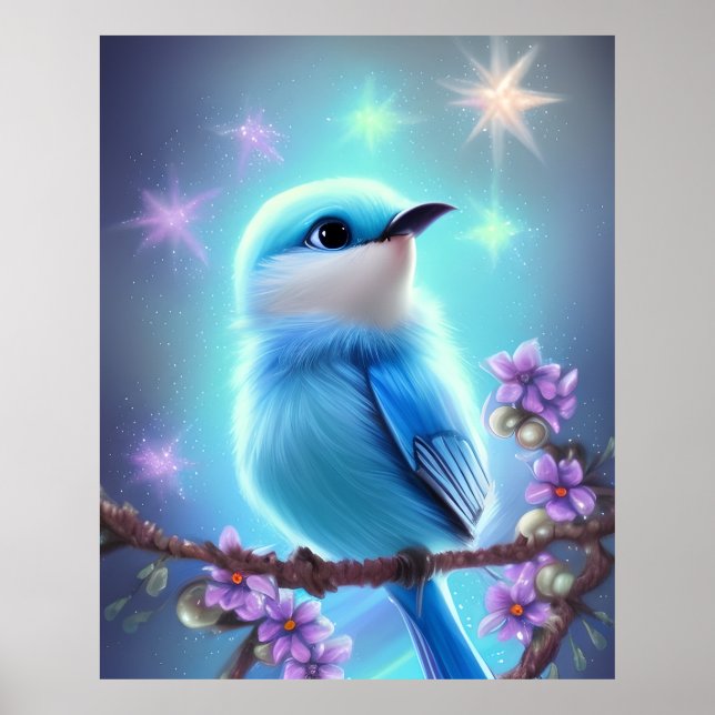 Detaillierte Fantasy Niedlich Kawaii Babyvogel Poster (Vorne)