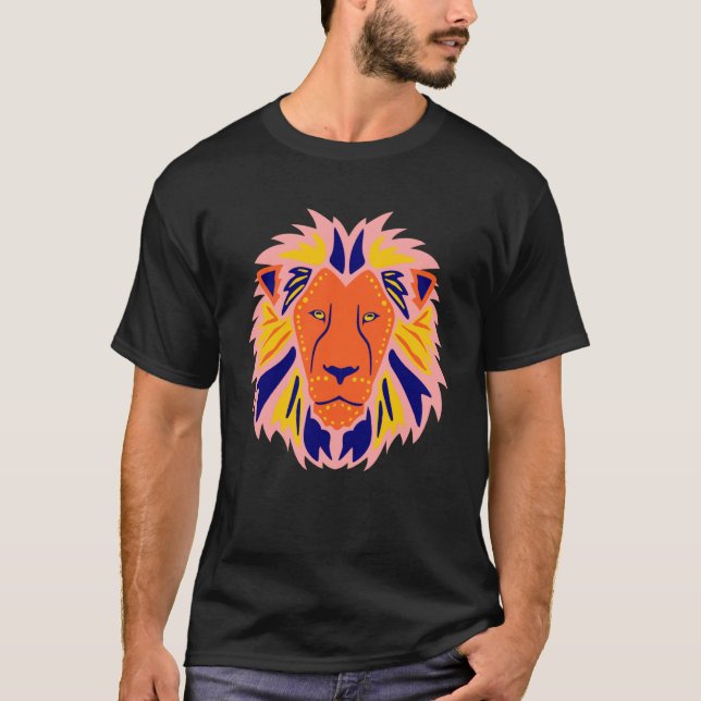 Detaillierte Farbenfrohe Löwe Kopf Big Lion Head T-Shirt (Vorderseite)