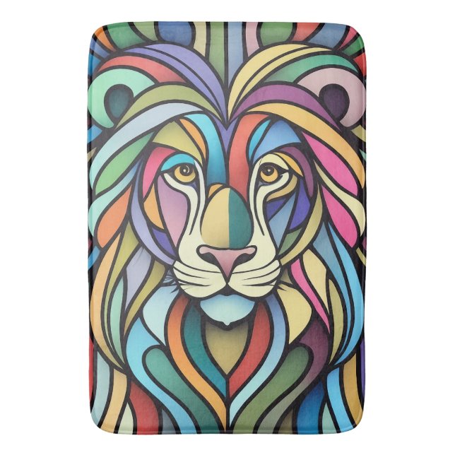 Detaillierte farbige Löwenspitze Badematte (Vorderseite Vertikal)