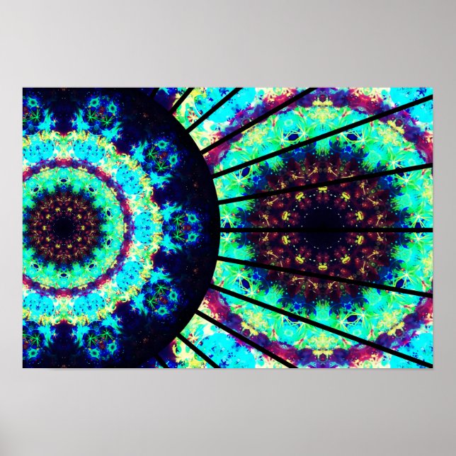 Detaillierte Fluoreszenz Cell Mandala Poster (Vorne)
