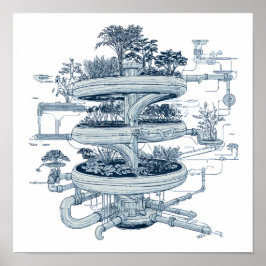 Detaillierte futuristische Kunst: Hydroponisches H Poster
