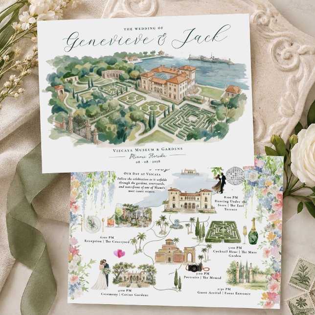 Detaillierte illustrierte Hochzeitsprogramm-Übersi (Von Creator hochgeladen)