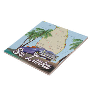 Detaillierte Illustrierte Karte Sri Lankas Fliese