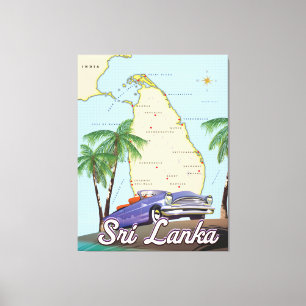 Detaillierte Illustrierte Karte Sri Lankas Leinwanddruck