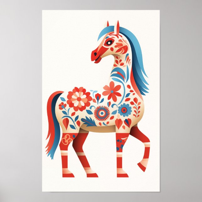 Detaillierte Informationen zu Dala Horse Art #5 Poster (Vorne)