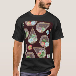 Detaillierte Kaktus Nahtloses Muster T-Shirt