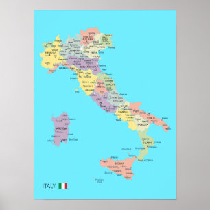 Detaillierte Karte der italienischen Regionen Poster