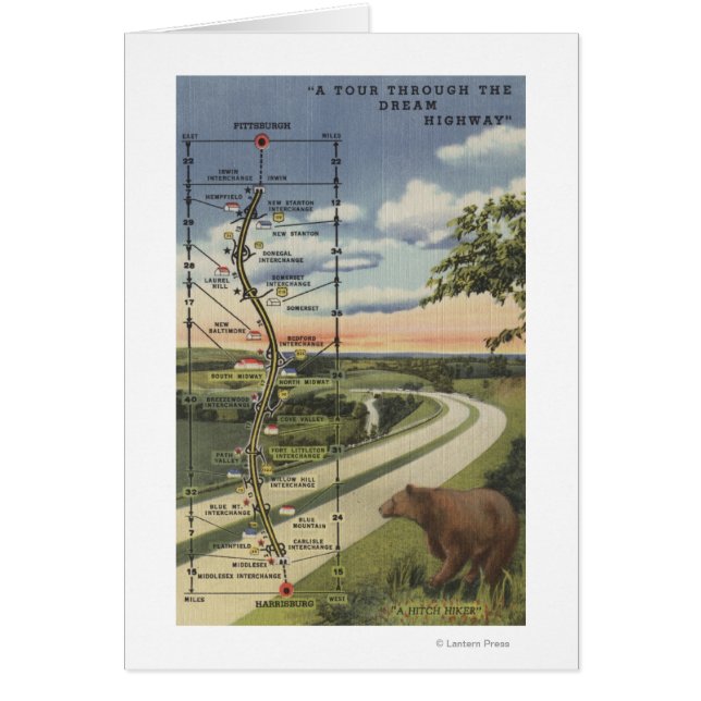 Detaillierte Karte des "Dream Highway" (Vorne)