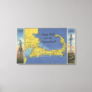 Detaillierte Karte des Pilgerlandes Leinwanddruck