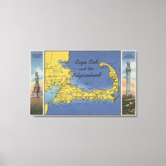 Detaillierte Karte des Pilgerlandes Leinwanddruck (Vorderseite)