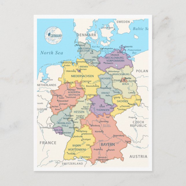 Detaillierte Karte Deutschlands (Vorderseite)