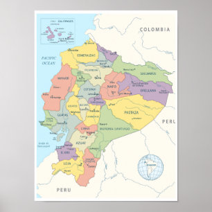 Detaillierte Karte Ecuadors Poster