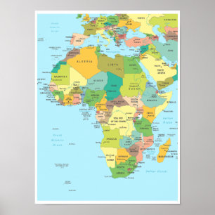 Detaillierte Karte von Afrika Kontinent Poster