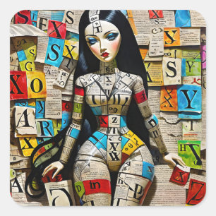 Detaillierte Kreuzworträtsel sind die perfekte Pup Quadratischer Aufkleber