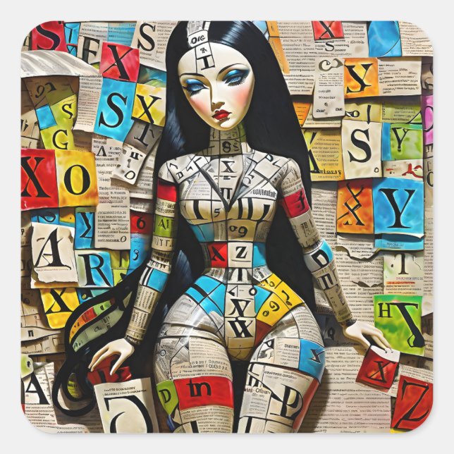 Detaillierte Kreuzworträtsel sind die perfekte Pup Quadratischer Aufkleber (Vorderseite)