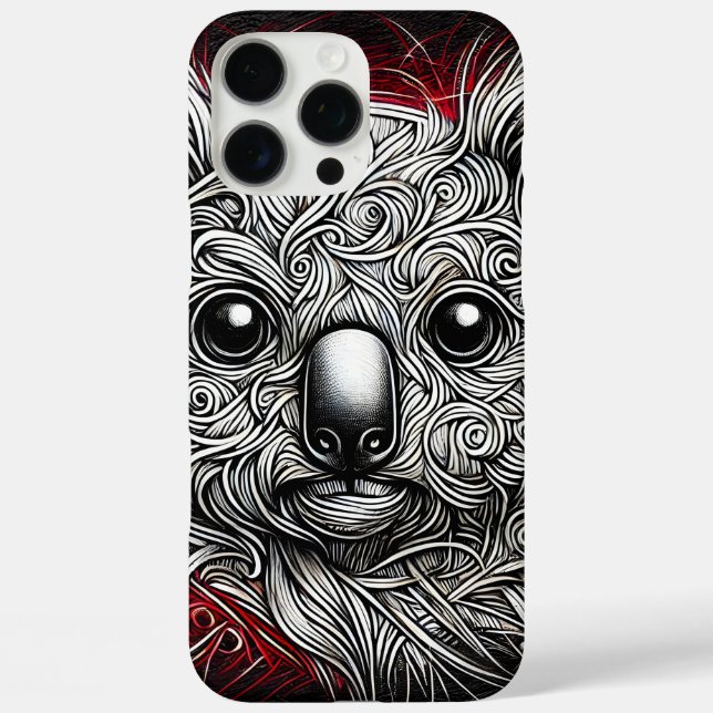 Detaillierte künstlerische Darstellung einer Koala Case-Mate iPhone Hülle (Rückseite)